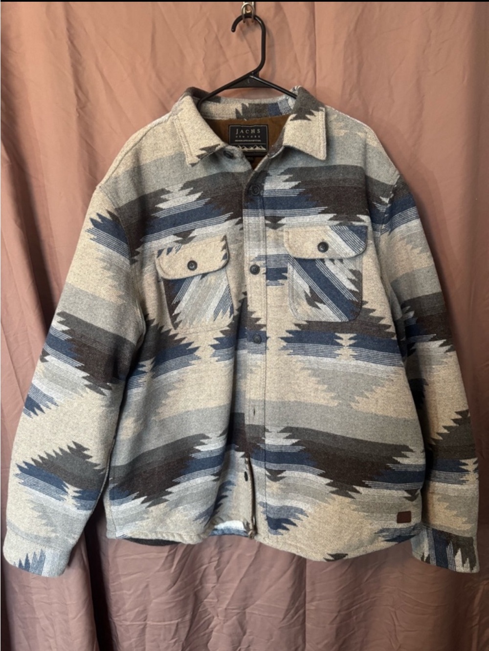 Jachs Men’s Aztec Print Jacket in Gray and Blue